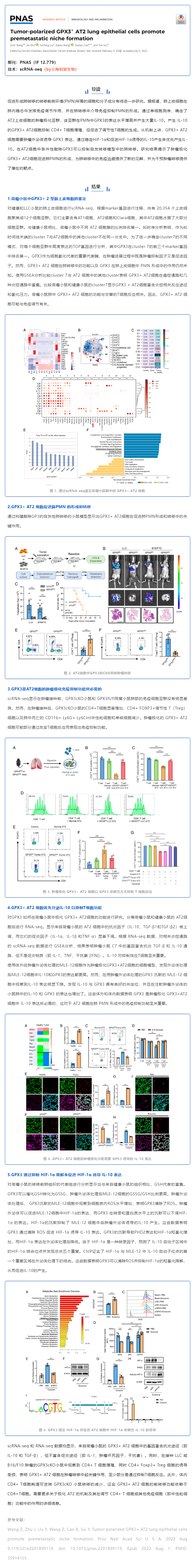 單細胞項目文章_腫瘤極化 GPX3+ AT2 肺上皮細胞促進轉移前生態(tài)位形成