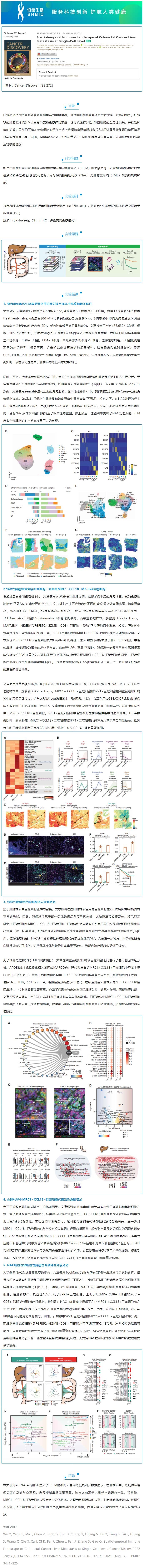 2023-02-07- 文獻解讀 | 單細胞水平結(jié)直腸癌肝轉(zhuǎn)移的時空免疫圖譜